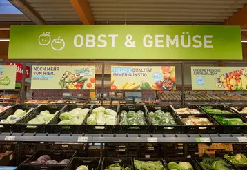 rayon de fruits et légumes chez le dscounter allemand Aldi Nord