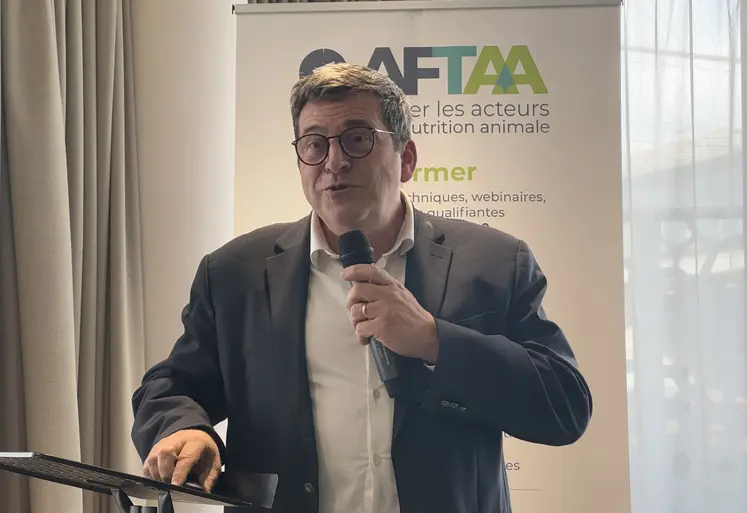 Laurent Berthellier, directeur des marchés de Feed Alliance, lors de la session Matières premières organisée par l’Aftaa, le 10 décembre à Nantes.