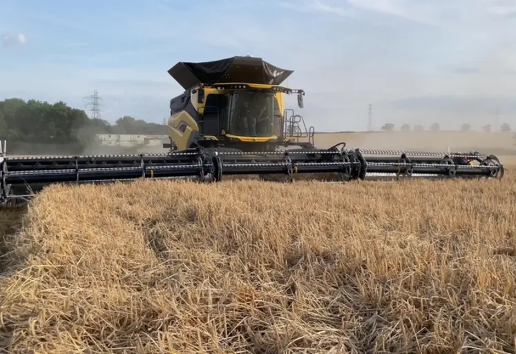 <em class="placeholder">Moissonneuse-batteuse CR11 de New Holland avec coupe à tapis MacDon</em>